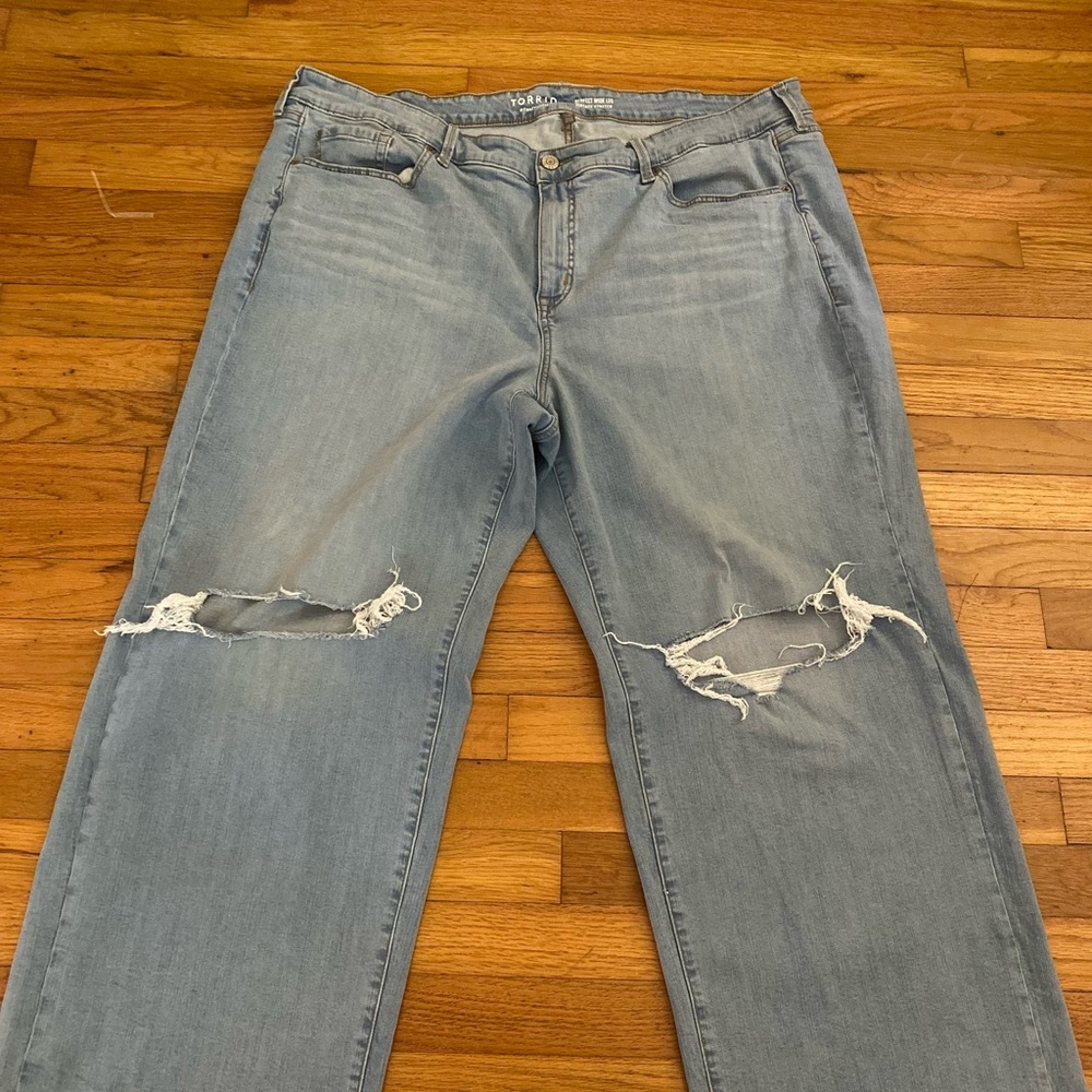 Torrid Blue Relaxed Fit Jeans with Distressed Details